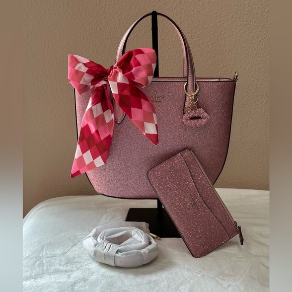 NWOT 2-Piece Kate Spade Glitter Glimmer Bag & Matching Wallet - Picture 1 of 10